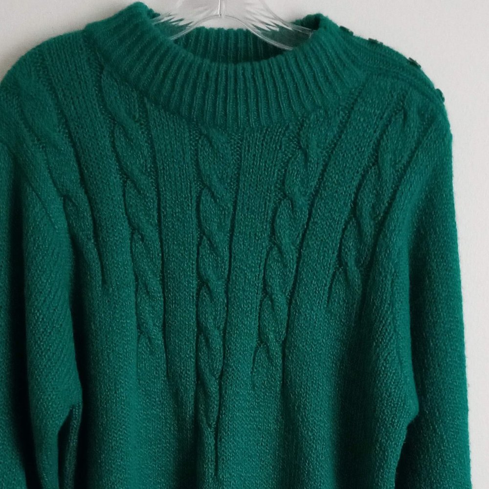 Vintage Cable Knit Green Sweater Large